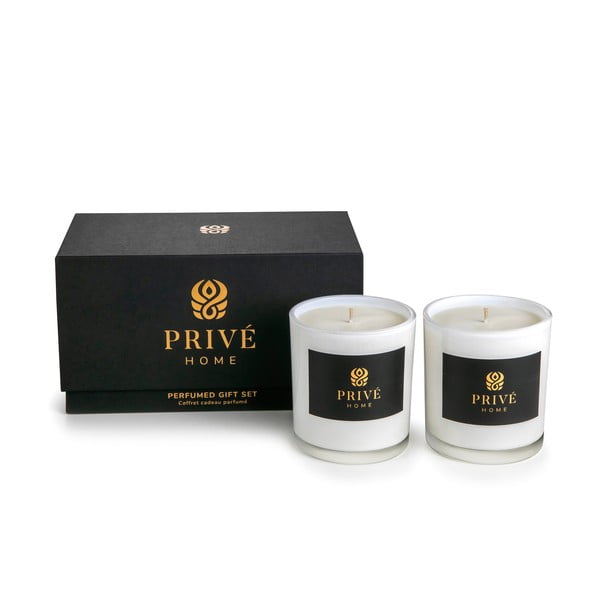 Комплект от 2 бели ароматни свещи Mûre-Musc/Rose Pivoine - Privé Home