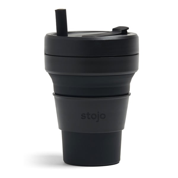 Черна сгъваема чаша за пътуване Мастило, 470 ml Biggie - Stojo