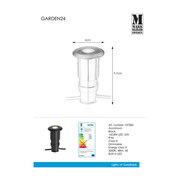 Черно осветително тяло за вграждане Garden 24 Decklight, ø 60 mm - Markslöjd-image-2