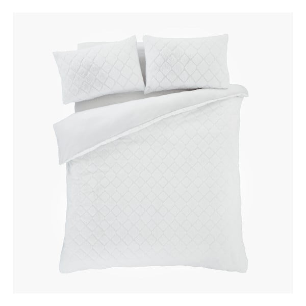 Бяло микро плюшено спално бельо за единично легло 135x200 cm Cosy Diamond - Catherine Lansfield