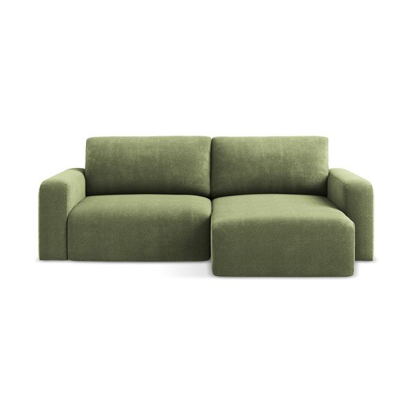 Зелен шенилов сгъваем/с място за съхранение ъглов диван (десен ъгъл) Kona – Makamii