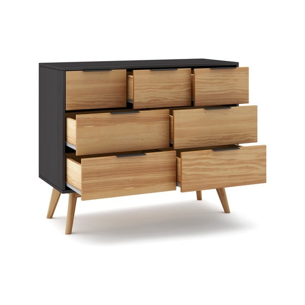 Нисък скрин от черен/естествен бор 120x83 cm Lavis - Marckeric-image-3