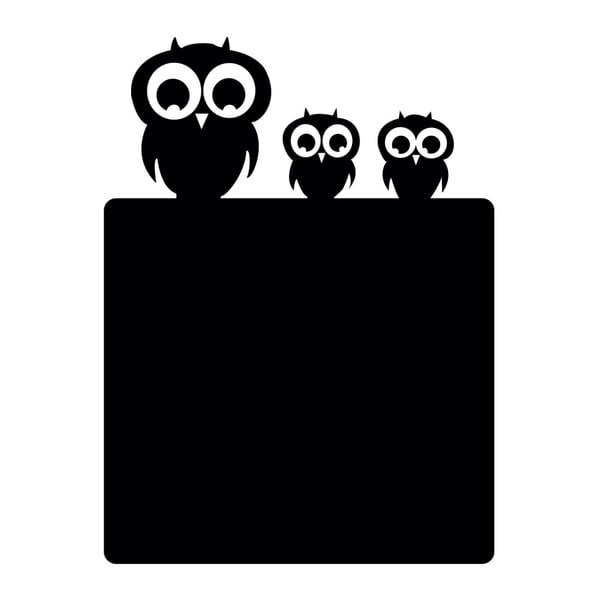 Černá nástěnná popisovací samolepka Chalk Owl Family