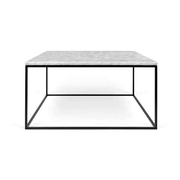 Bílý mramorový konferenční stolek s černými nohami TemaHome Gleam, 75 x 75 cm