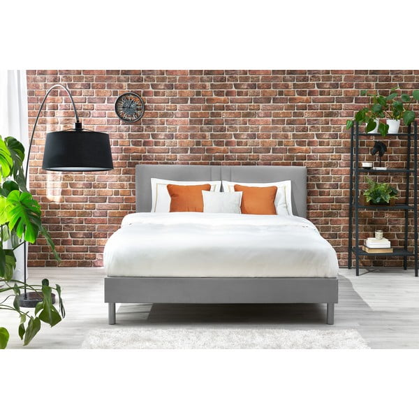 Сиво тапицирано двойно легло с решетка 180x200 cm Kerry - Bobochic Paris-image-3