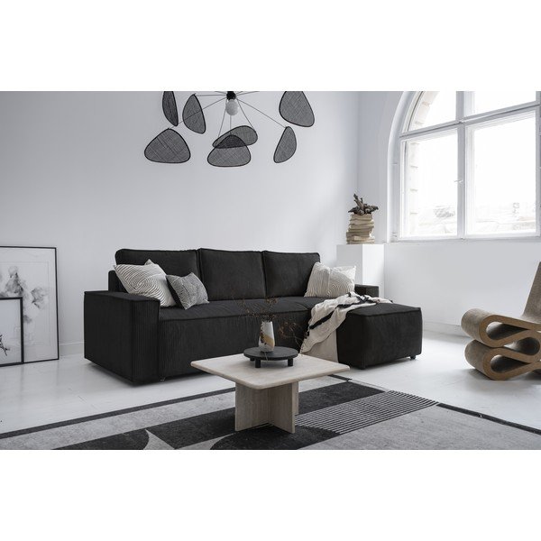 Антрацитен разтегателен ъглов диван от рипсено кадифе (променлив) Brave Dave – Miuform-image-2