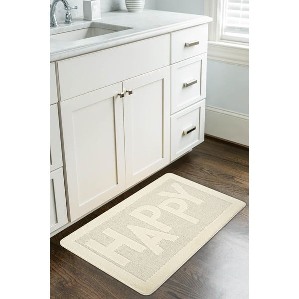 Кремав килим за баня 60x100 cm Happy – Foutastic-image-1