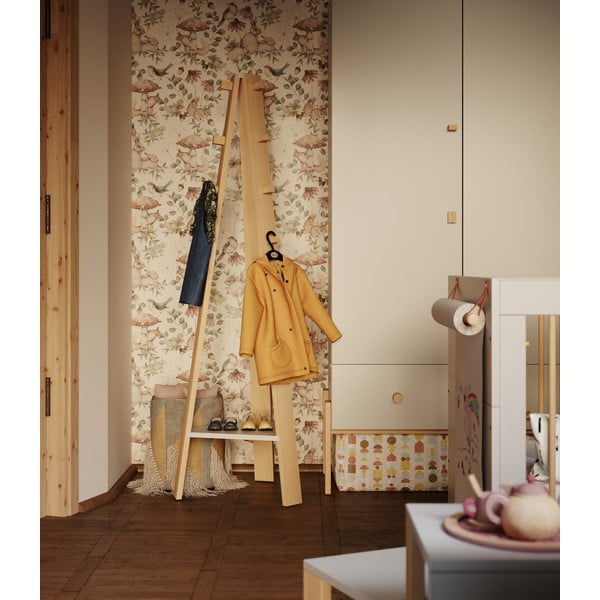 Детска закачалка за дрехи от светлосиво/естествено буково дърво Cube - Pinio-image-1