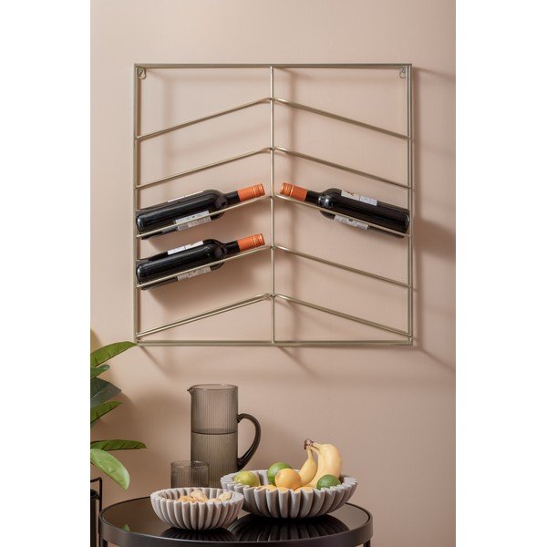 Стенен метален стелаж за вино в златист цвят брой бутилки 10 67x66x7,5 cm Cuadro – PT LIVING-image-1