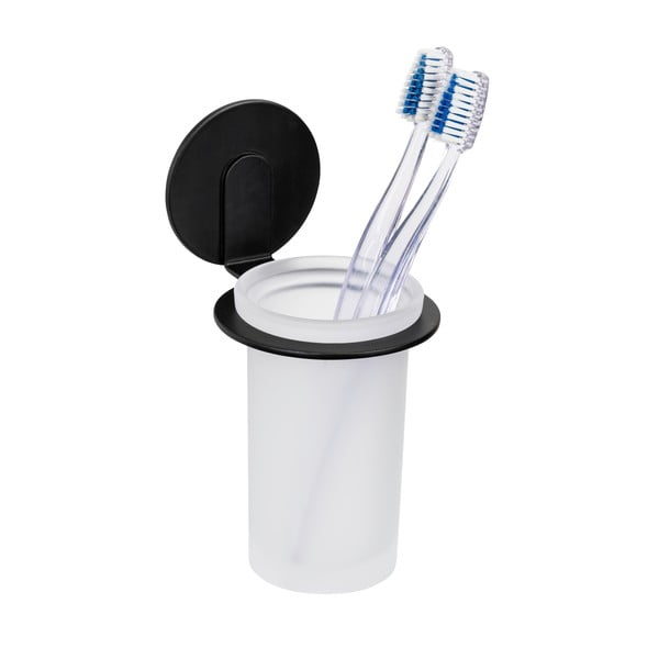 Матово черна самозалепваща стъклена чаша за четки за зъби Bivio – Wenko-image-4