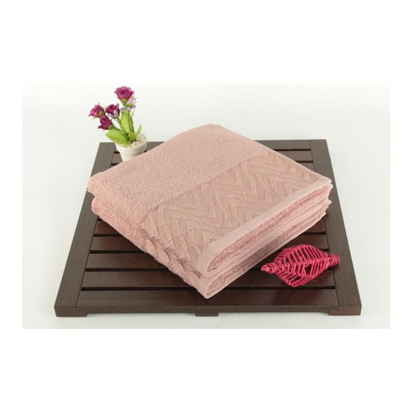 Sada 2 pudrově růžových ručníků ze 100% bavlny Kalp Dusty Rose, 50 x 90 cm
