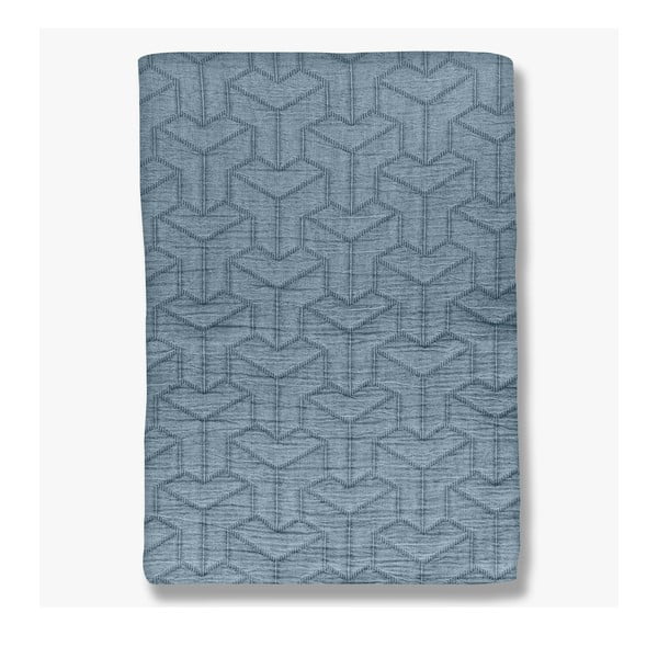 Синя покривка от рециклиран памук за двойно легло 220x250 cm Trio - Mette Ditmer Denmark