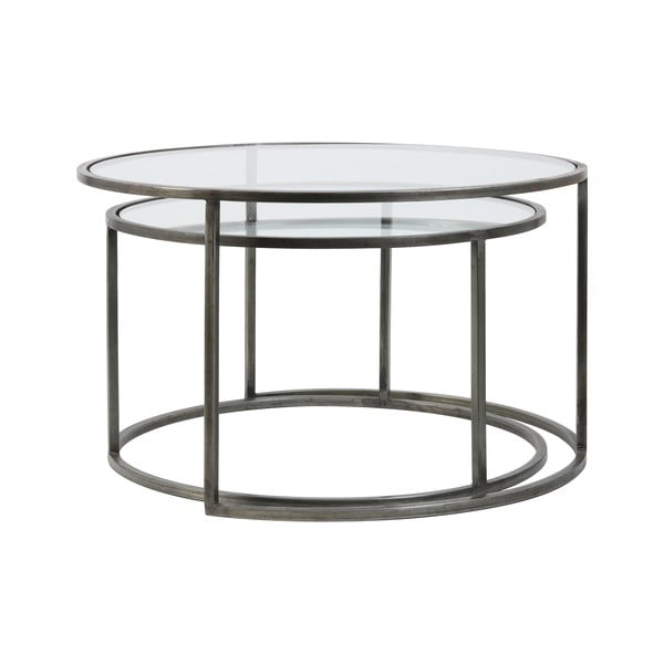 Кръгли масички за кафе от сиво стъкло в комплект от 2 бр. ø 75 см Duarte - Light & Living-image-3