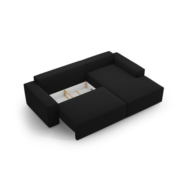 Черен разтегателен ъглов диван (десен ъгъл) Jodie – Micadoni Home-image-4