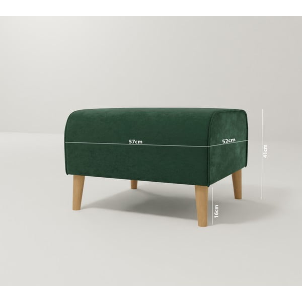 Тъмнозелено кадифено столче за крака Carole - Ropez-image-3