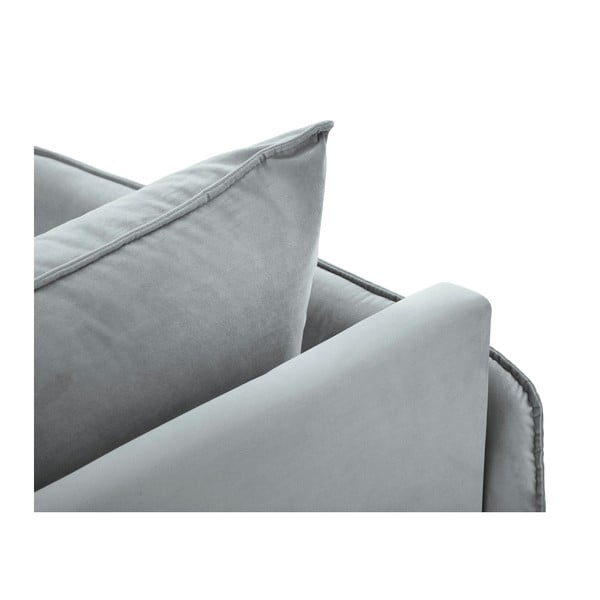 Светлосиво кадифено кресло за отдих, ляв ъгъл Vienna - Cosmopolitan Design-image-3