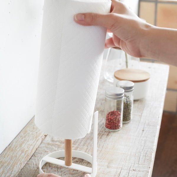 Бяла поставка за хартиени кърпи с детайли от букова дървесина Tosca - YAMAZAKI-image-2