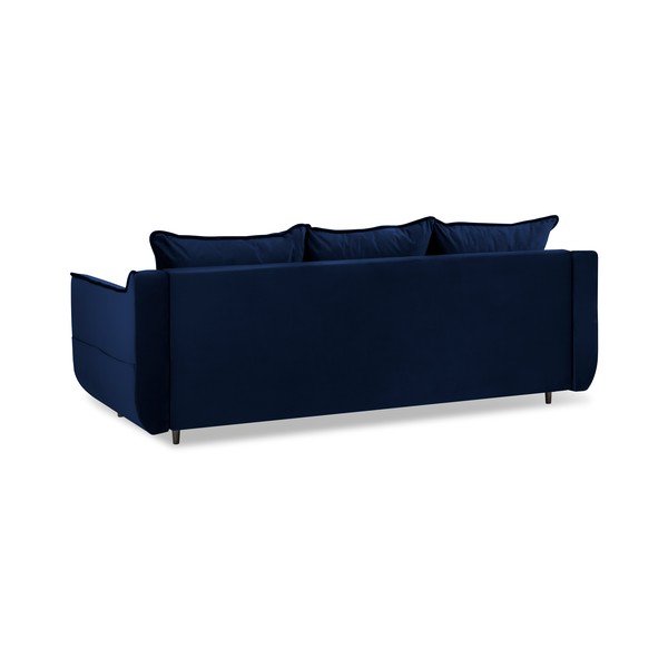 Син кадифен разтегателен диван Basso - Kooko Home-image-3