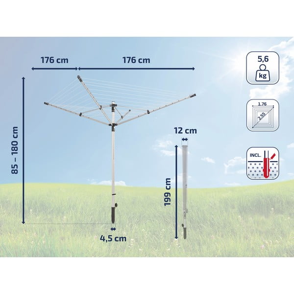 Градинска сушилня за дрехи в сребрист цвят 50 m LinoLift 500 – LEIFHEIT-image-2