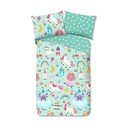 Единично  памучно детско спално бельо в цвят мента 140x200 cm Fantastic – Good Morning