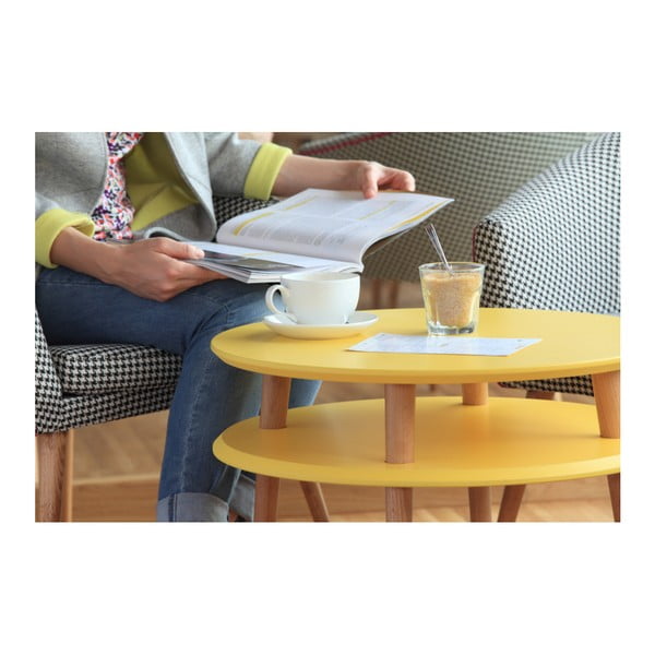 Tmavě šedý konferenční stolek s přírodními nohami Ragaba UFO, Ø 70 cm-image-1