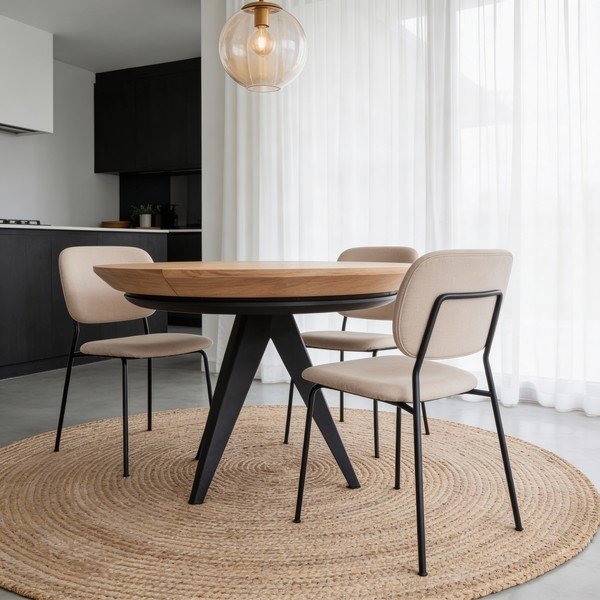 Кръгла сгъваема трапезна маса с допълнителна плоча с дъбов плот ø 120 cm Magnus – Windsor & Co Sofas-image-1