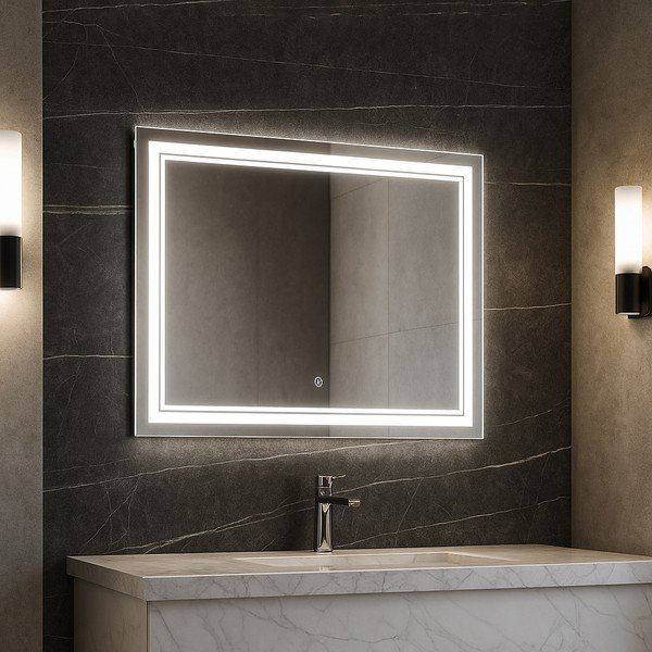 Стенно огледало със светлина 90x70 cm Zenith – Bonami Essentials-image-1