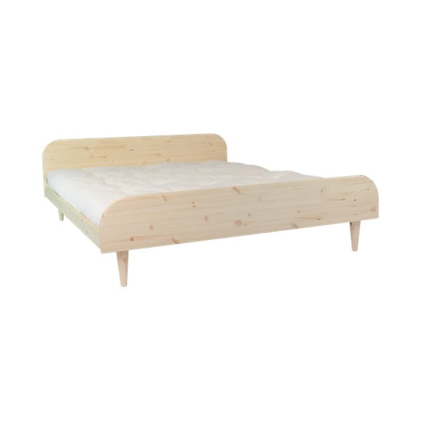 Dvoulůžková postel z borovicového dřeva s matrací Karup Design Twist Double Latex Natural Clear/Natural, 180 x 200 cm