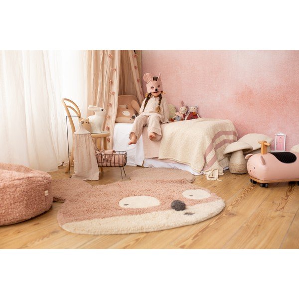 Светлокафяв вълнен ръчно изработен детски килим подходящ за пране 120x120 cm Miss Mighty Mouse – Lorena Canals-image-4