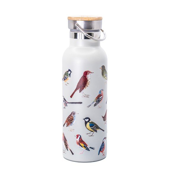 Бяла бутилка за пътуване от неръждаема стомана 425 ml Vintage Birds – Sass & Belle