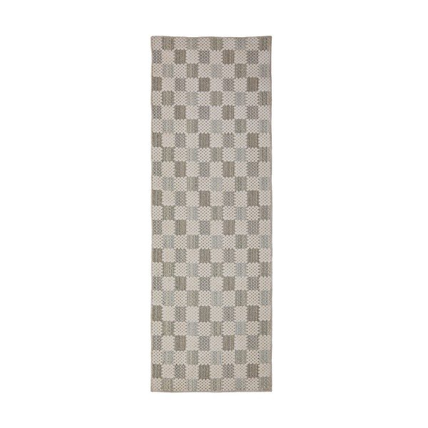 Зелена пътека със смес от памук подходяща за пране 80x230 cm Muted Checkerboard – Flair Rugs