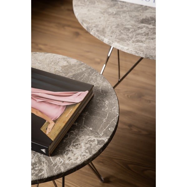 Сива мраморна кръгла масичка за кафе ø 80 cm Prunus – Actona-image-2