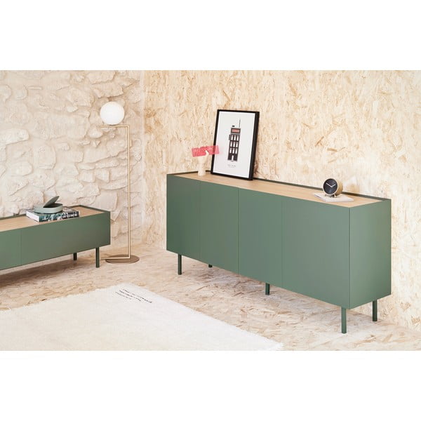 Зелен/естествен нисък скрин от декор от дъб  165x78 cm Arista – Teulat-image-1