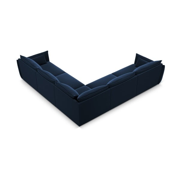 Тъмносин кадифен ъглов диван Vanda – Mazzini Sofas-image-3