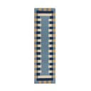 Синя ръчно изработена вълнена пътека 60x230 cm Kai Wool Border – Flair Rugs