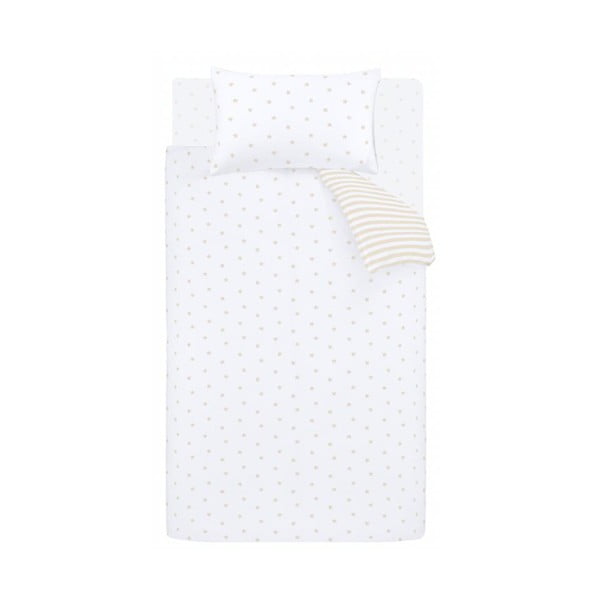 Бяло-бежово единично  памучно детско спално бельо 135x200 cm Mini Star & Stripes – Bianca