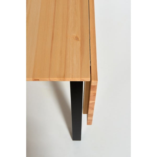 Сгъваема маса за хранене от бор с черна конструкция , 120 (200) x 70 cm Brisbane - Bonami Essentials-image-3