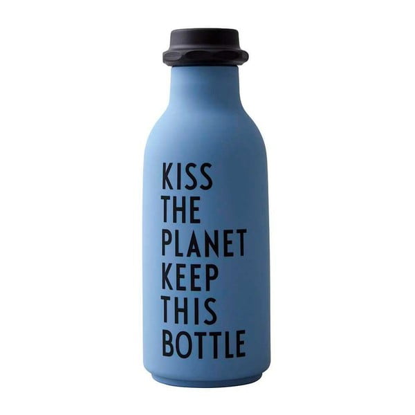 Синя бутилка за вода Kiss, 500 ml To Go - Design Letters