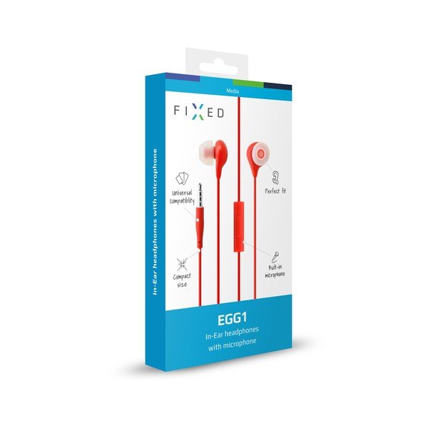 In-ear sluchátka s mikrofonem FIXED EGG1, červená-image-1
