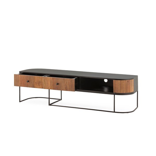 Маса за телевизор от масивно манго в естествен цвят 160x45x40 cm Curve – MOME-image-3