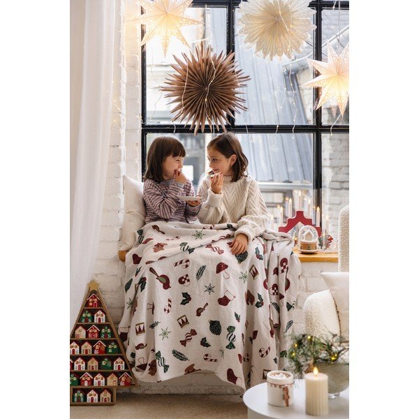 Бяло одеяло с коледен мотив 130x160 cm Yule – Bloomingville-image-4