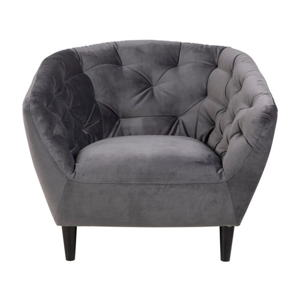 Тъмно сиво кадифено кресло Ria - Actona-image-2