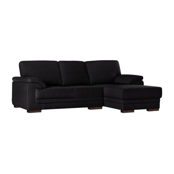 Черен ъглов разтегателен диван с шезлонг Casavola, десен ъгъл - Florenzzi