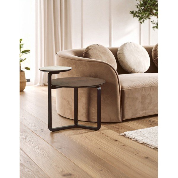Кафява кръгла масичка за кафе от масивен евкалипт 55x67 cm Imperia – Premier Housewares-image-1
