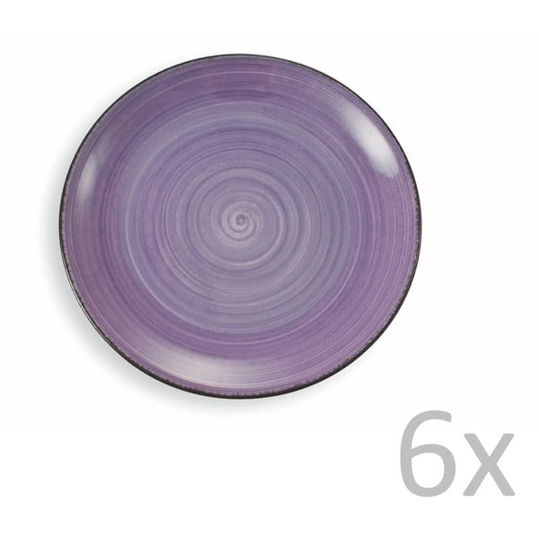 Sada 6 fialových dezertních talířů VDE Tivoli 1996 New Baita, Ø 20 cm