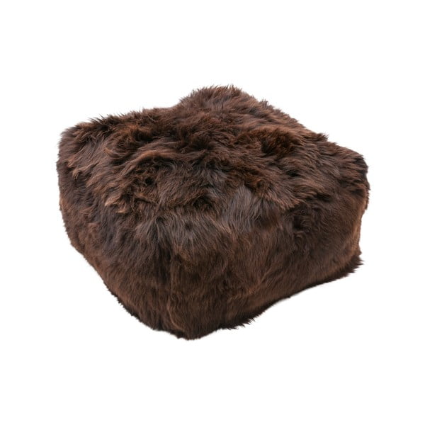 Kožešinový puf s krátkým chlupem Brown, 60x60x30 cm