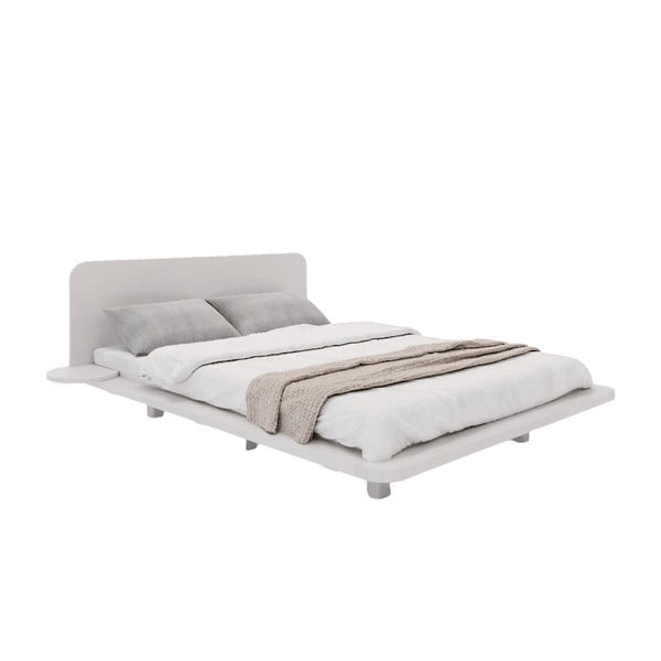 Двойно легло от букова дървесина 140x200 см в бял цвят Japandic - Skandica