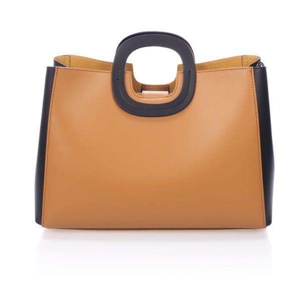 Koňakově hnědá kožená kabelka Markese Cremio-image-2