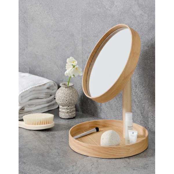 Козметично огледало с дъбова рамка Cosmos, ø 25 cm - Wireworks-image-1
