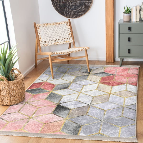 Сиво-розов миещ се килим 160x230 cm - Mila Home-image-2